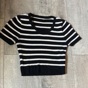 Black and White Striped Women's Top